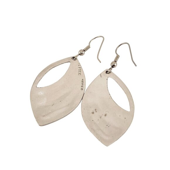 Sterling Silver Abalone Shell Inlay Leaf Shaped Dangle Earrings Abalone Inlay Ea - Picture 4 of 9